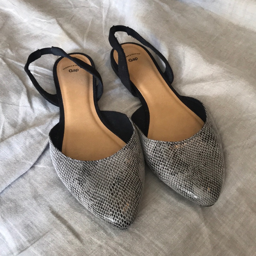 GAP Faux Snakeskin Slingback Flats